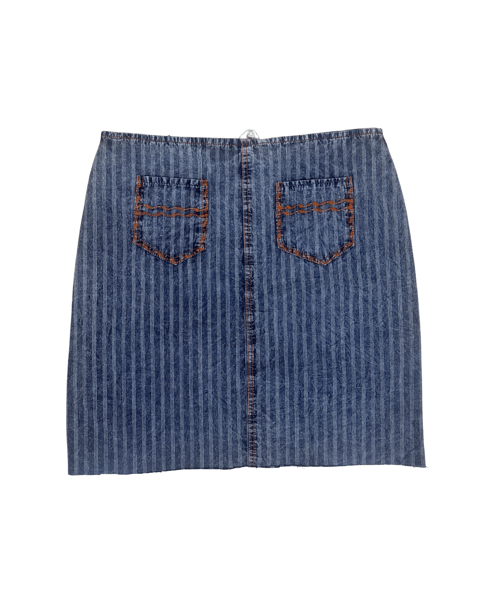 Vintage Striped Denim Graphic Skirt w/ front pockets - Funkify