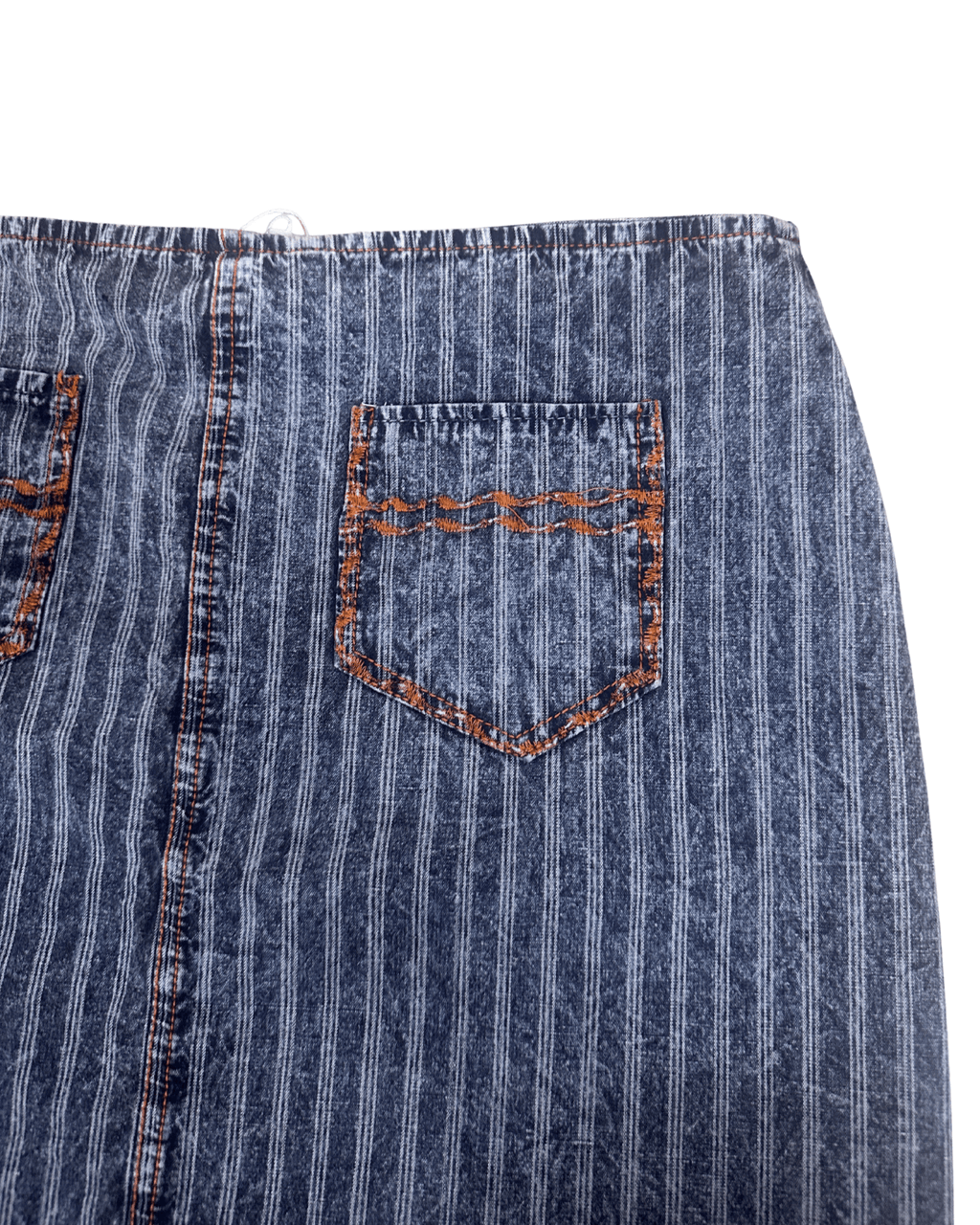 Vintage Striped Denim Graphic Skirt w/ front pockets - Funkify