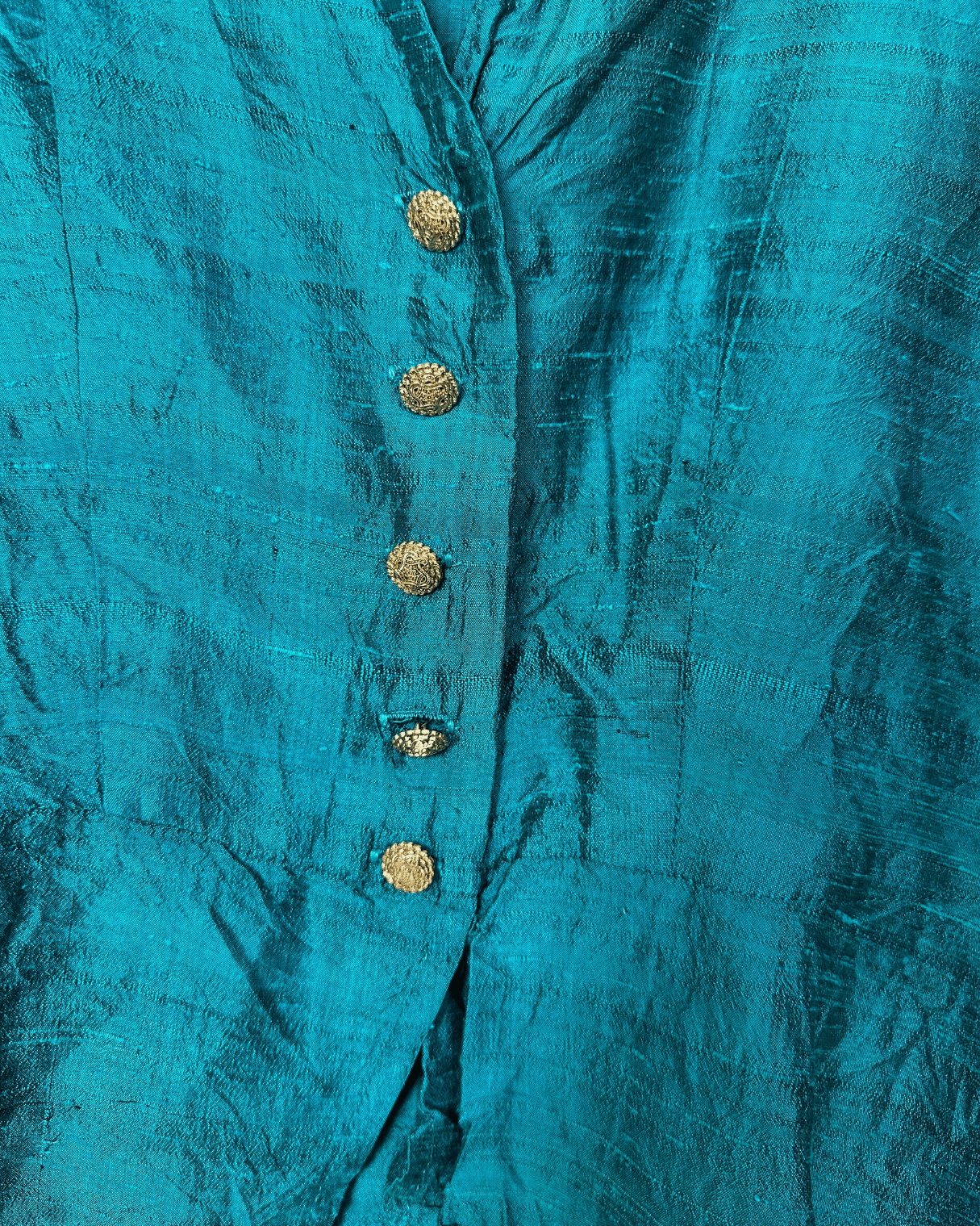 Vintage Teal Peplum Blouse - Women's Medium - Funkify
