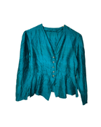 Vintage Teal Peplum Blouse - Women's Medium - Funkify