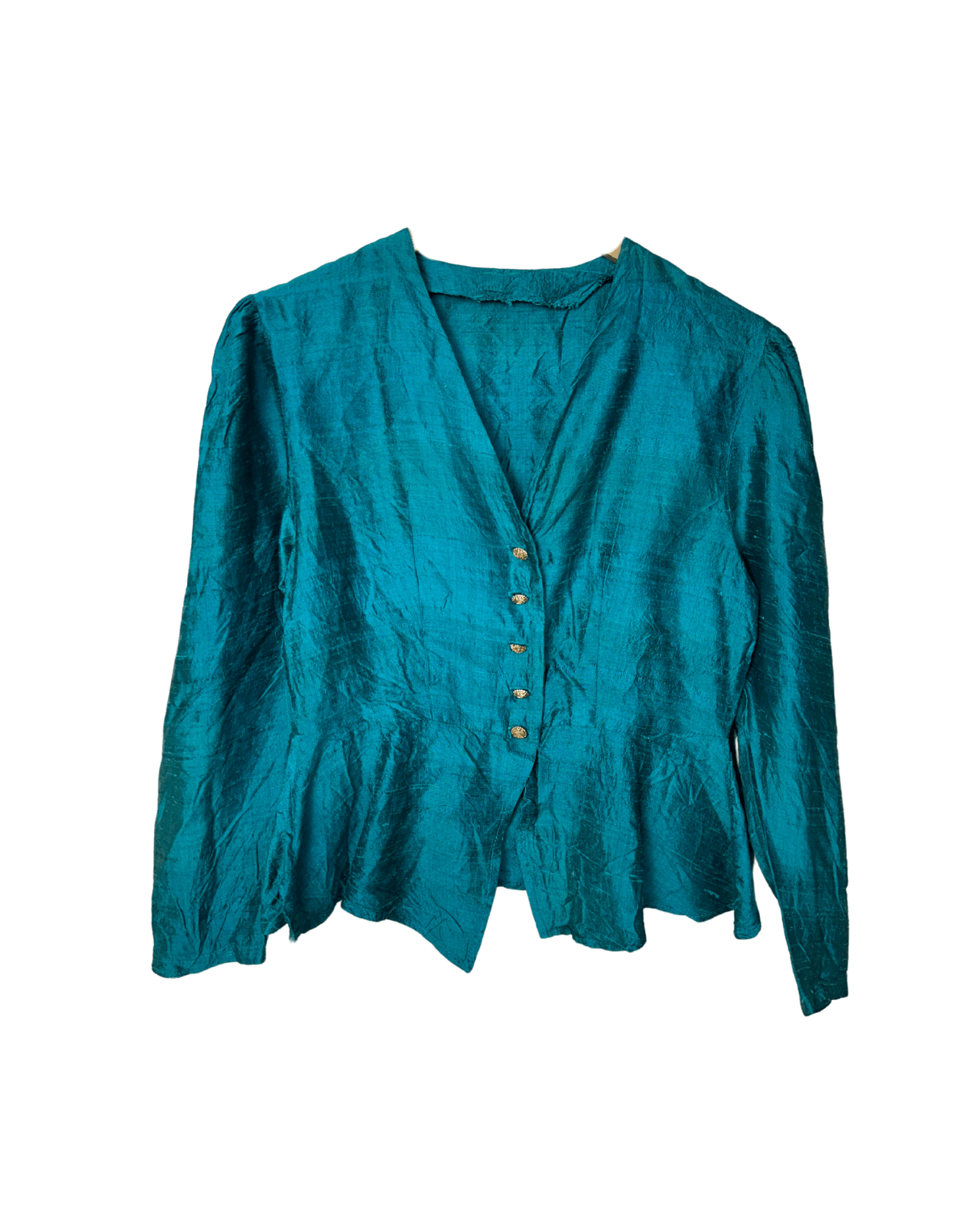 Vintage Teal Peplum Blouse - Women's Medium - Funkify