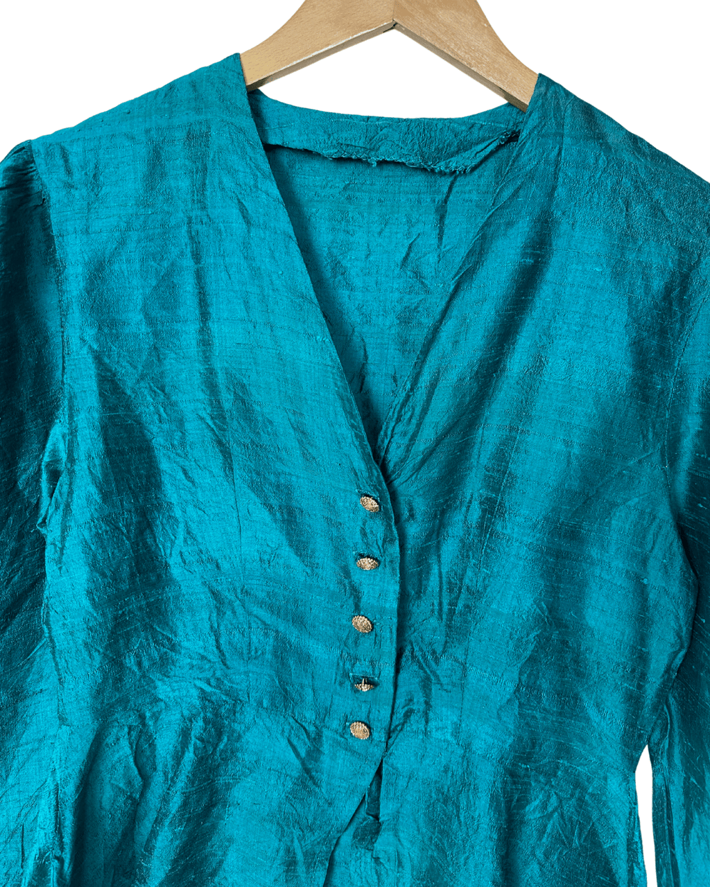 Vintage Teal Peplum Blouse - Women's Medium - Funkify