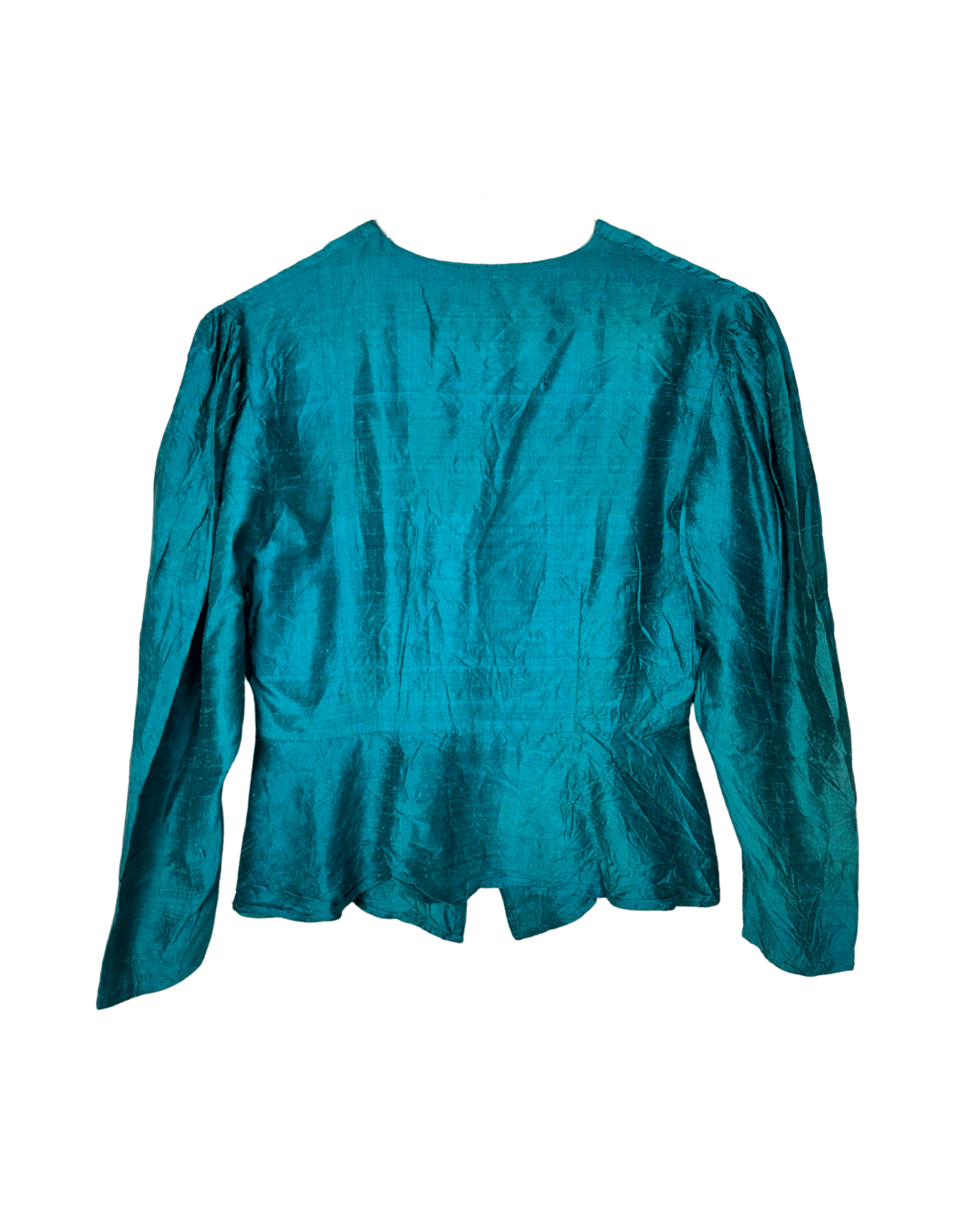 Vintage Teal Peplum Blouse - Women's Medium - Funkify