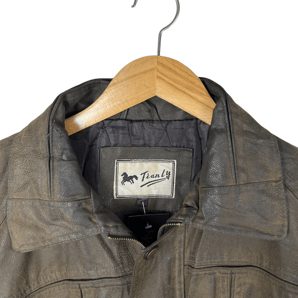 Vintage Tianly Genuine Leather Jacket XL - Funkify
