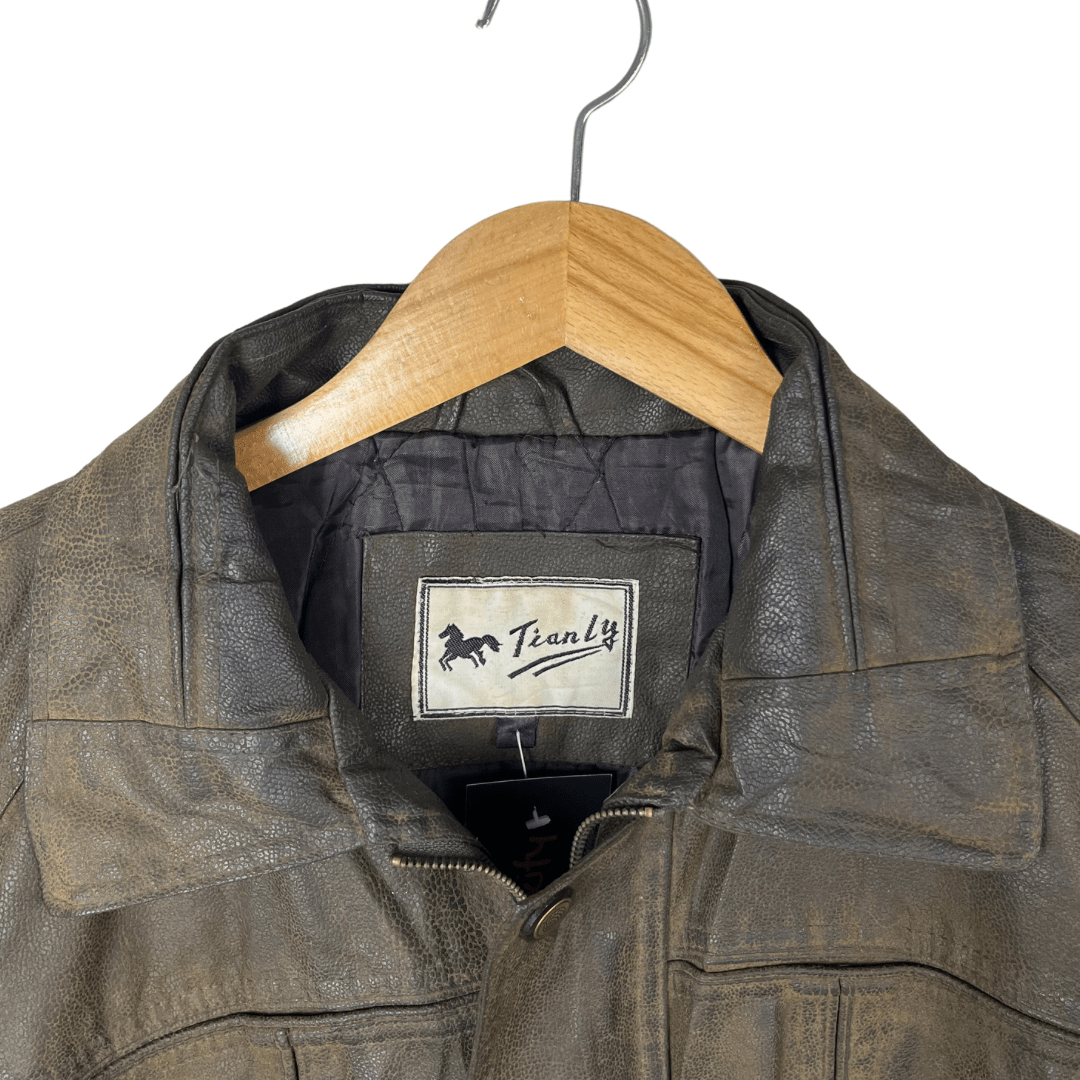 Vintage Tianly Genuine Leather Jacket XL - Funkify