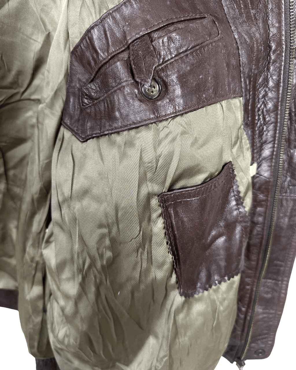 Vintage Tinos Piel Brown Genuine Leather Jacket XL - Funkify