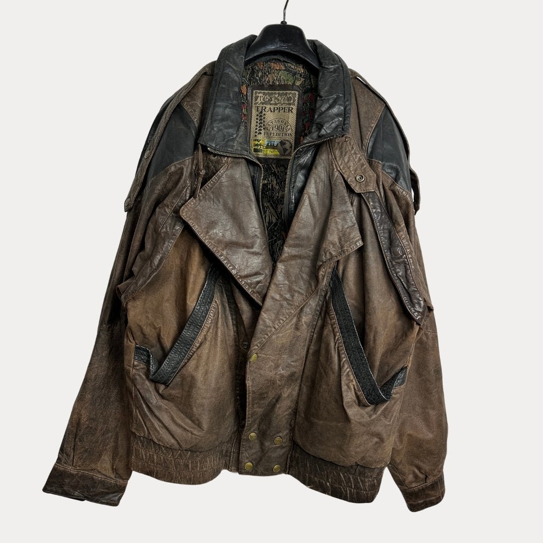 Vintage Trapper Genuine Leather Jacket XL - Funkify