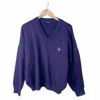 Vintage V - neck Purple Sweater XL - Funkify