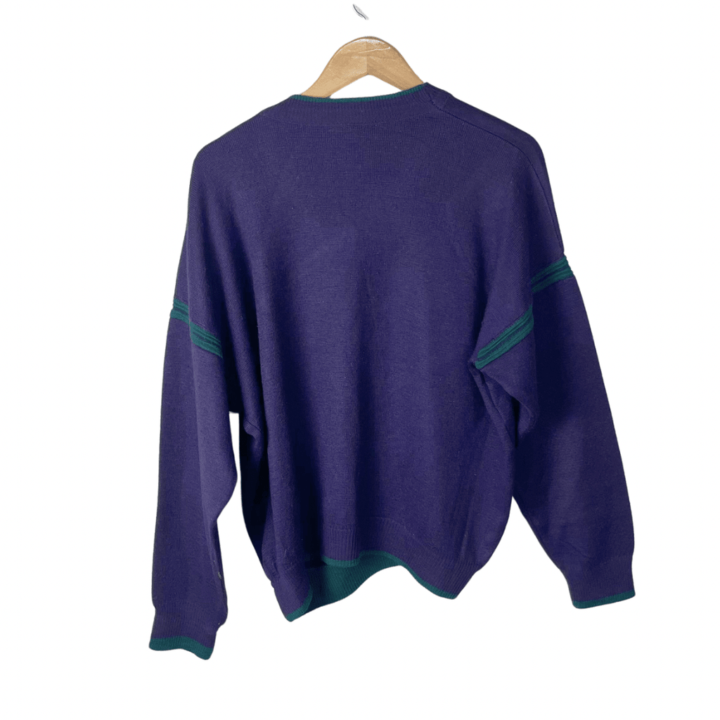 Vintage V - neck Purple Sweater XL - Funkify