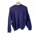 Vintage V - neck Purple Sweater XL - Funkify