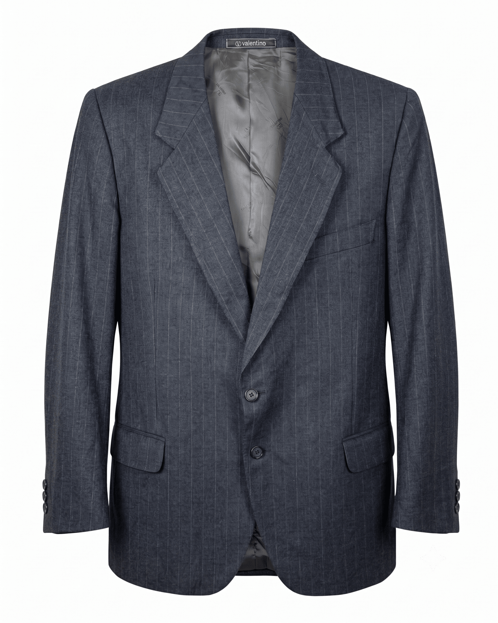 Vintage Valentino Uomo Pinstripe Pure Virgin Wool Blazer - Funkify
