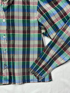Vintage Verna Spence Plaid Puff Sleeve Cropped Fit Shirt - Funkify