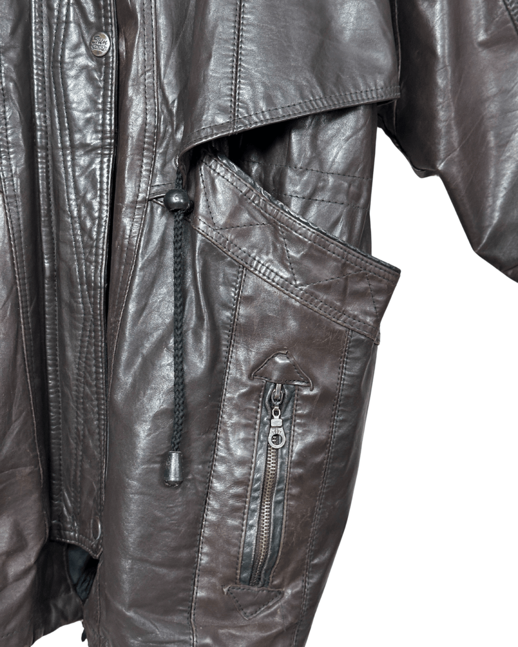 Vintage Whisper Genuine Leather Jacket with Removable Hood XL - Funkify