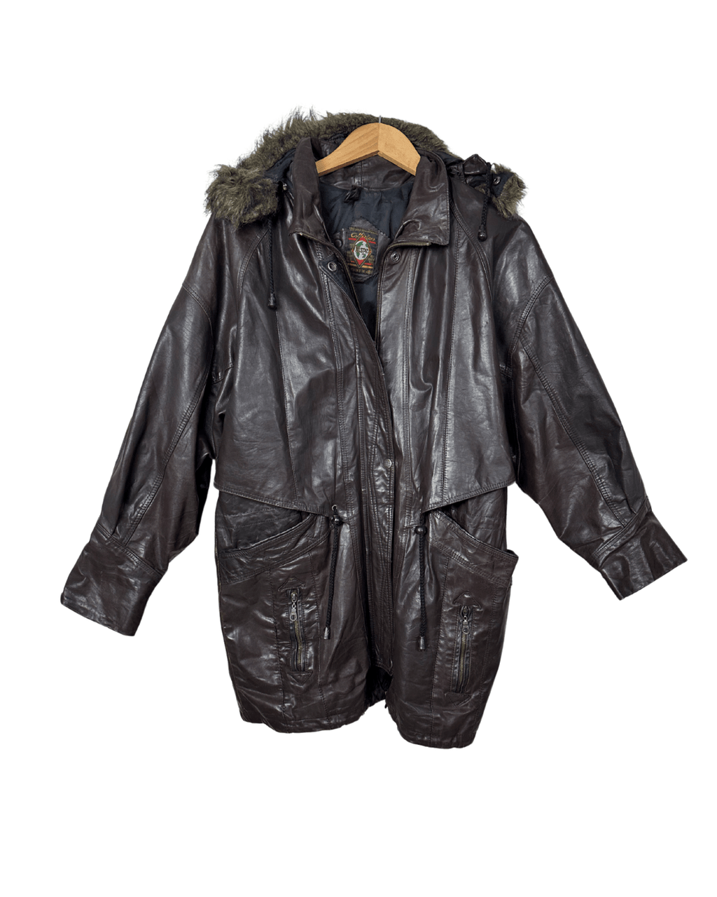 Vintage Whisper Genuine Leather Jacket with Removable Hood XL - Funkify