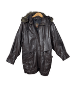 Vintage Whisper Genuine Leather Jacket with Removable Hood XL - Funkify