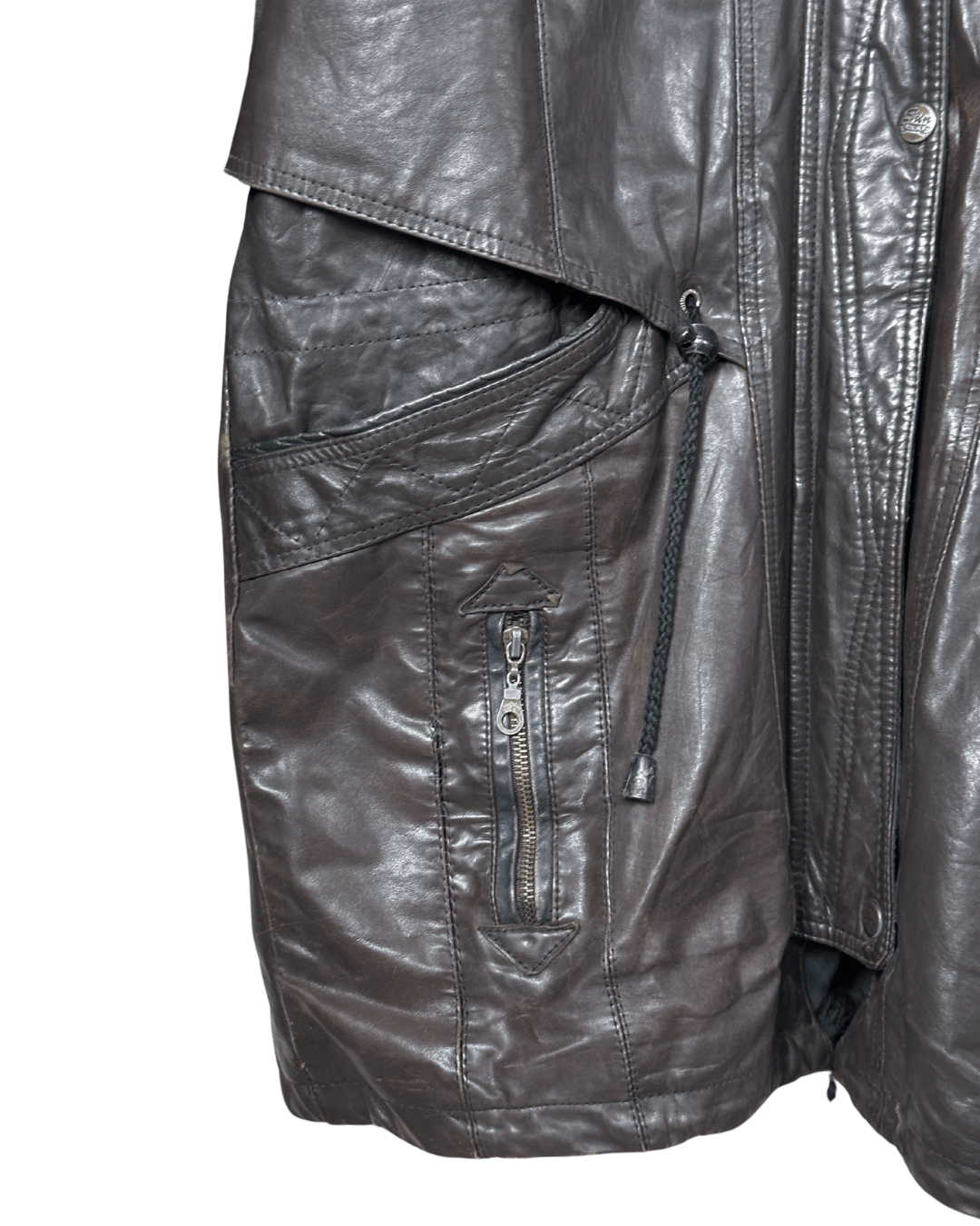 Vintage Whisper Genuine Leather Jacket with Removable Hood XL - Funkify
