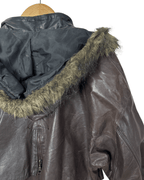 Vintage Whisper Genuine Leather Jacket with Removable Hood XL - Funkify