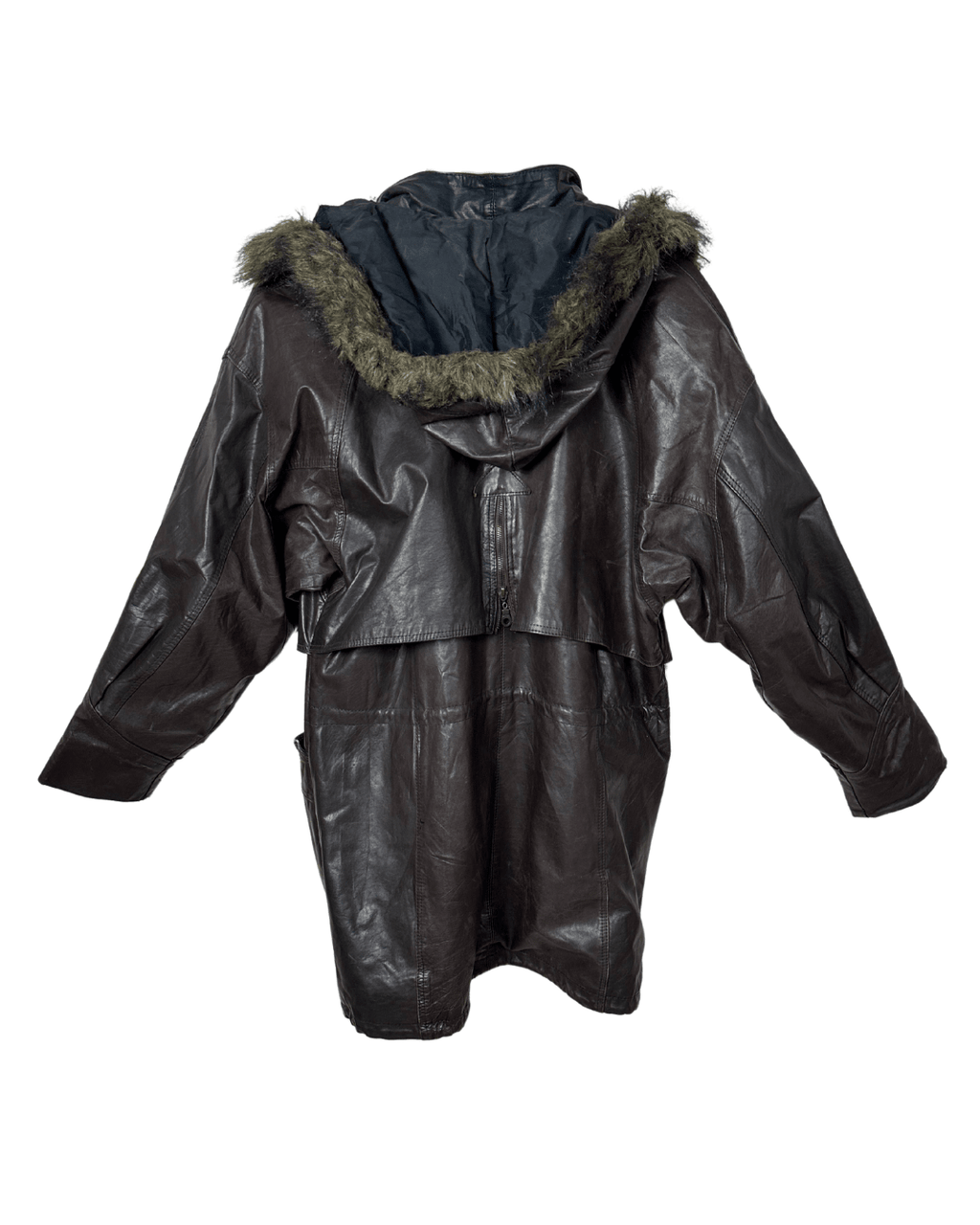 Vintage Whisper Genuine Leather Jacket with Removable Hood XL - Funkify