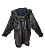 Vintage Whisper Genuine Leather Jacket with Removable Hood XL - Funkify