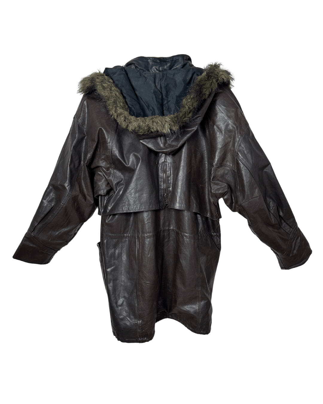 Vintage Whisper Genuine Leather Jacket with Removable Hood XL - Funkify