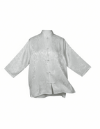Vintage White Satin Chinese Button Shirt Large - Funkify