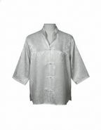 Vintage White Satin Chinese Button Shirt Large - Funkify