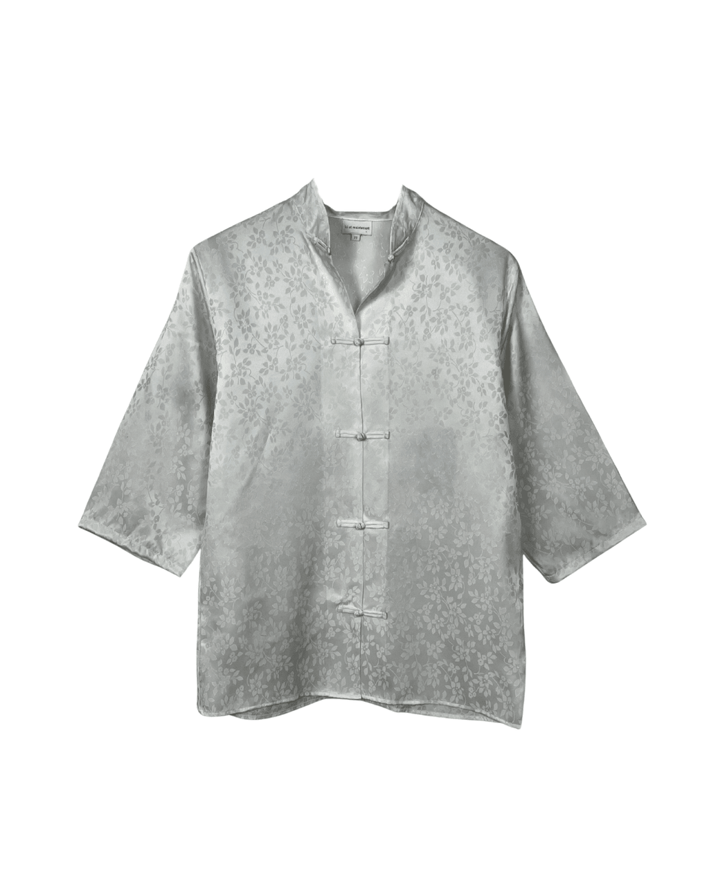 Vintage White Satin Chinese Button Shirt Large - Funkify