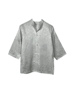 Vintage White Satin Chinese Button Shirt Large - Funkify