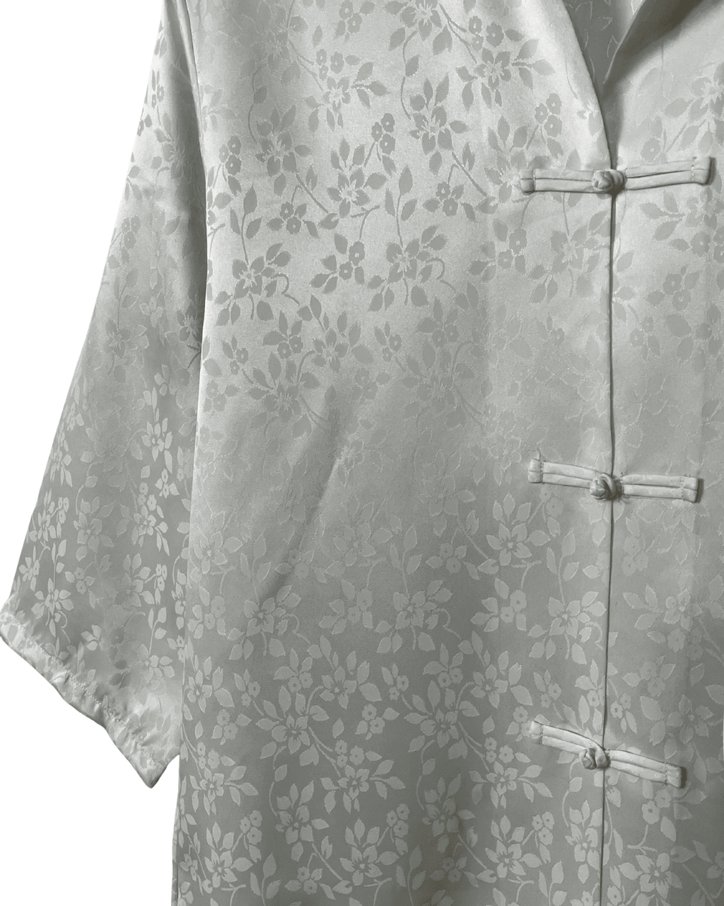 Vintage White Satin Chinese Button Shirt Large - Funkify