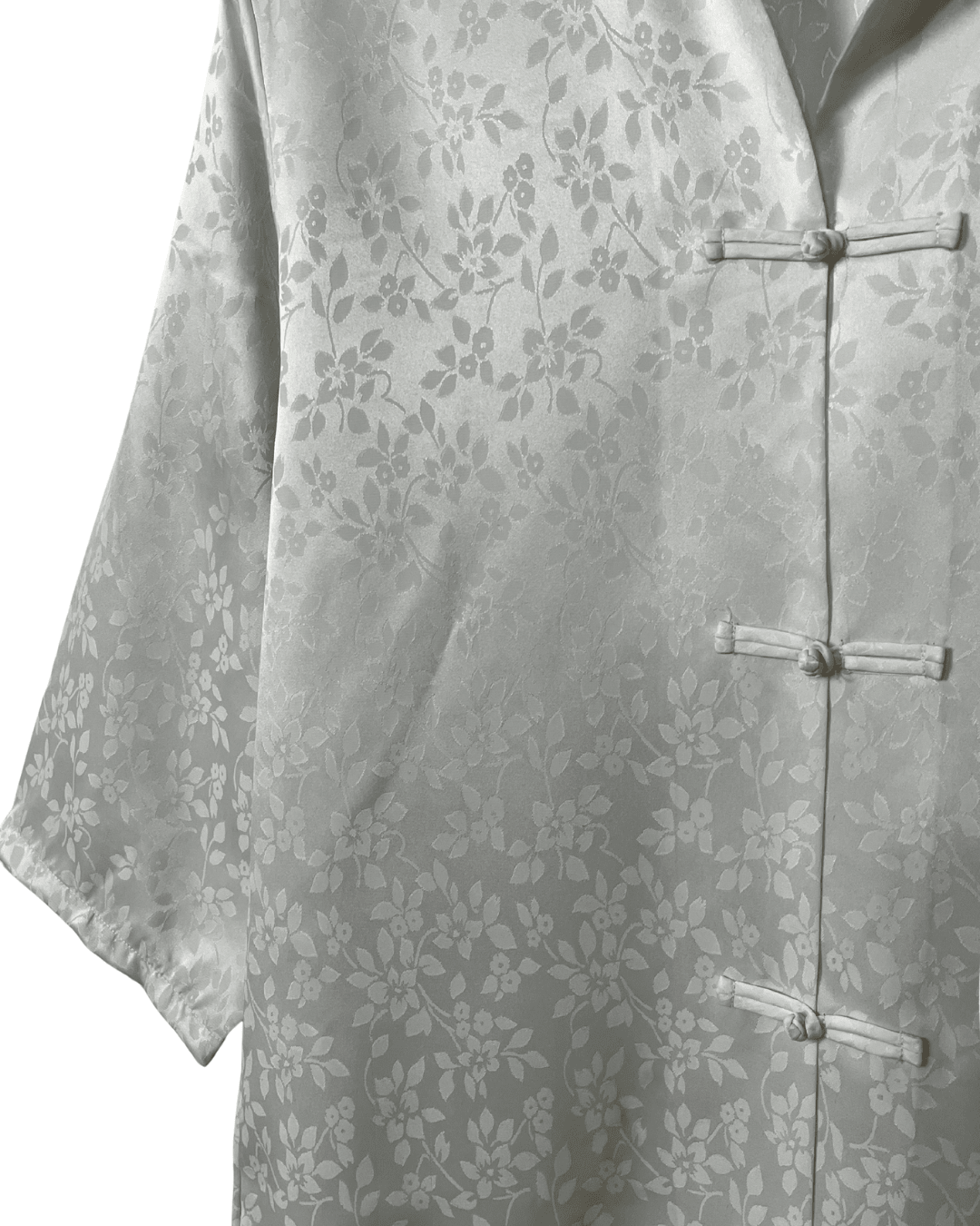 Vintage White Satin Chinese Button Shirt Large - Funkify