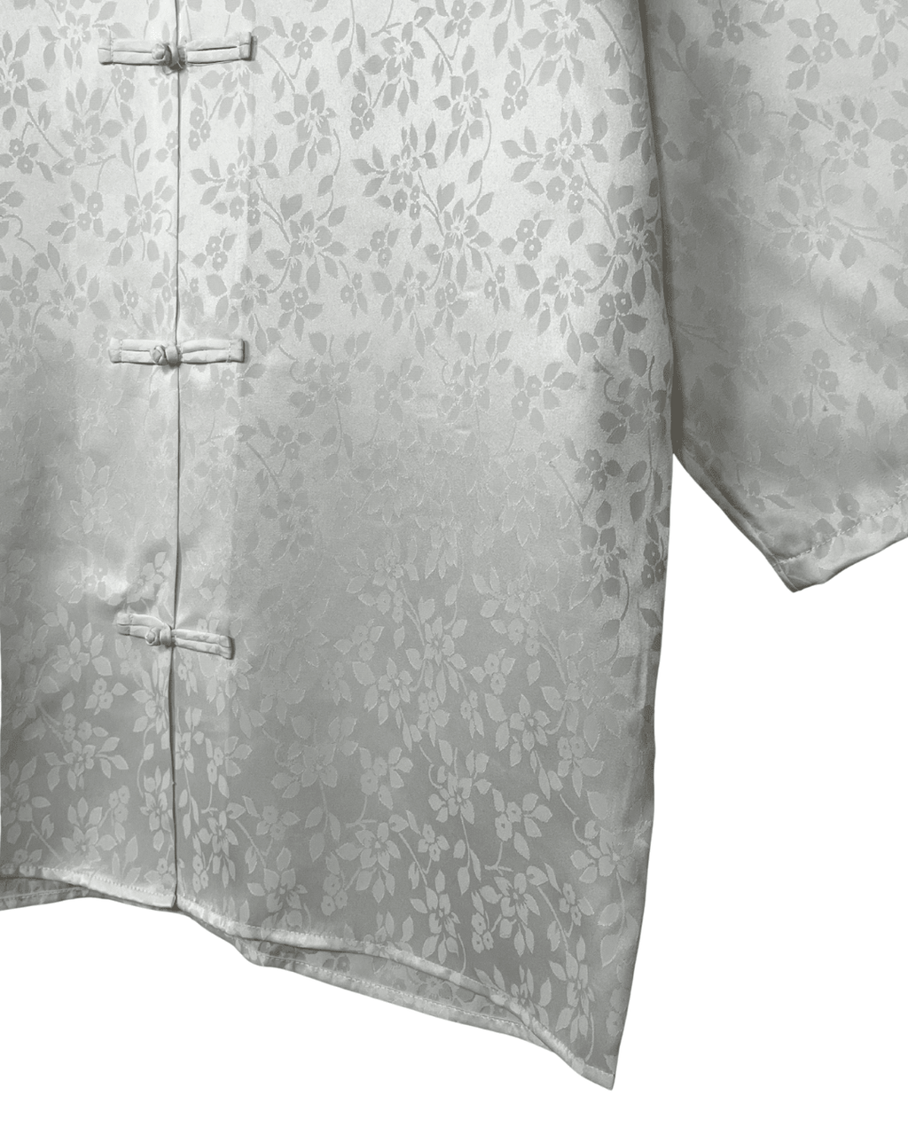 Vintage White Satin Chinese Button Shirt Large - Funkify