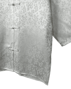 Vintage White Satin Chinese Button Shirt Large - Funkify