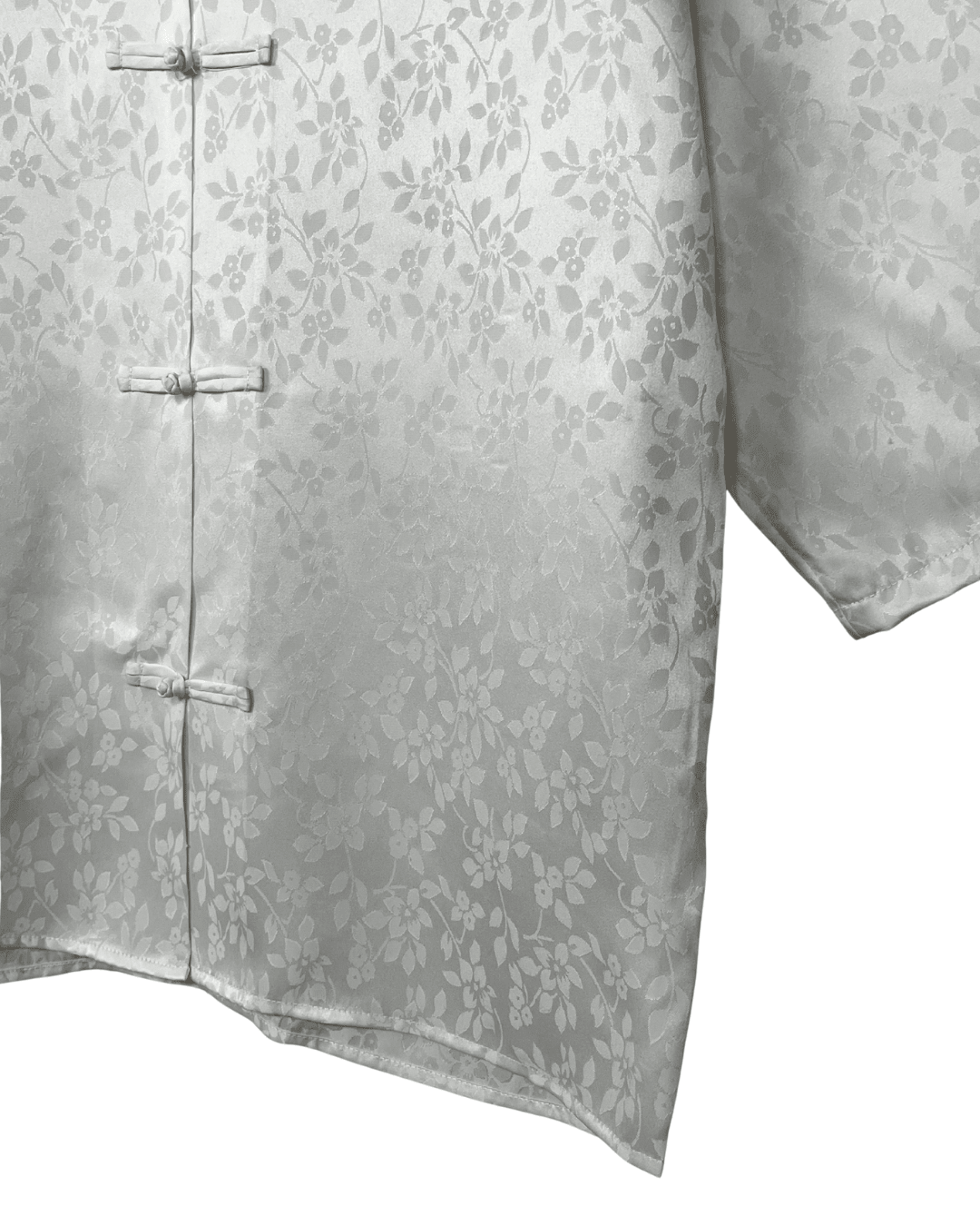 Vintage White Satin Chinese Button Shirt Large - Funkify