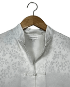 Vintage White Satin Chinese Button Shirt Large - Funkify