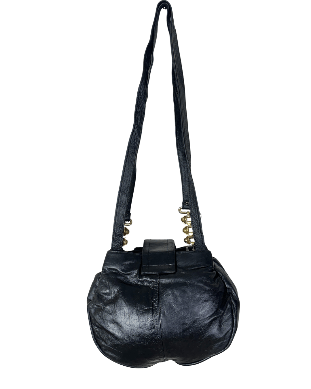 Vintage Y2K Arnold Palmer Genuine Leather Shoulder Bag w/ Brass Chain Details - Funkify