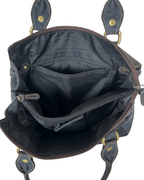 Vintage Y2K AURIELLE Brown & Black Genuine Leather Shoulder Tote - Funkify