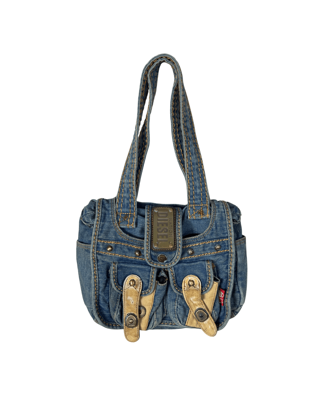 Vintage Y2K Diesel Nation Distressed Denim Bag - Funkify