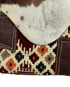 Vintage Y2K Hair-On Cowhide & Kilim Tapestry Shoulder Bag - Funkify