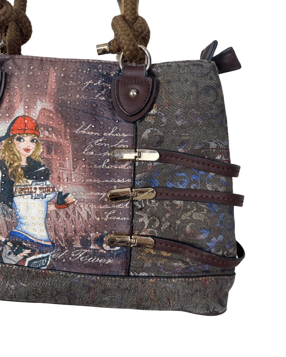 Vintage Y2K Illustrated Tote Bag with Rope Handles - Funkify