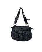 Vintage Y2K Leather Slouchy Shoulder Bag with Tassel Charm - Funkify
