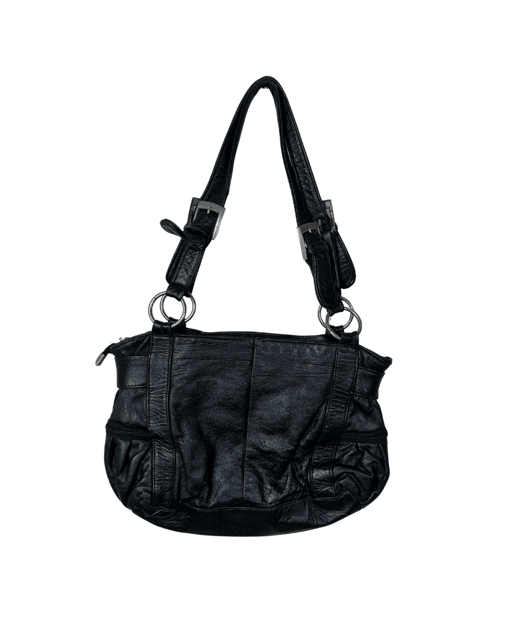 Vintage Y2K Leather Slouchy Shoulder Bag with Tassel Charm - Funkify