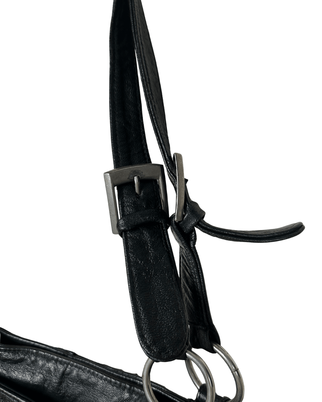 Vintage Y2K Leather Slouchy Shoulder Bag with Tassel Charm - Funkify