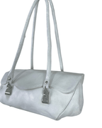 Vintage Y2K minimalist white genuine leather shoulder bag
