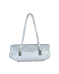 Vintage Y2K minimalist white genuine leather shoulder bag