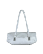 Vintage Y2K minimalist white genuine leather shoulder bag