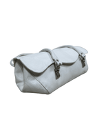 Vintage Y2K minimalist white genuine leather shoulder bag