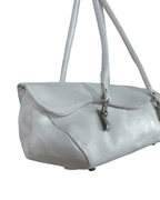 Vintage Y2K minimalist white genuine leather shoulder bag