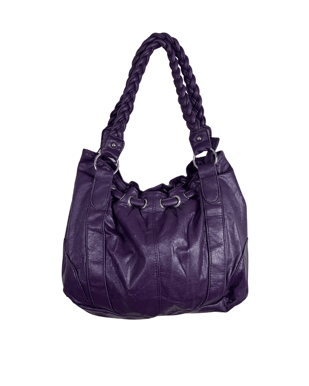 Vintage Y2K Purple Braided Handle Slouch Bag - Funkify