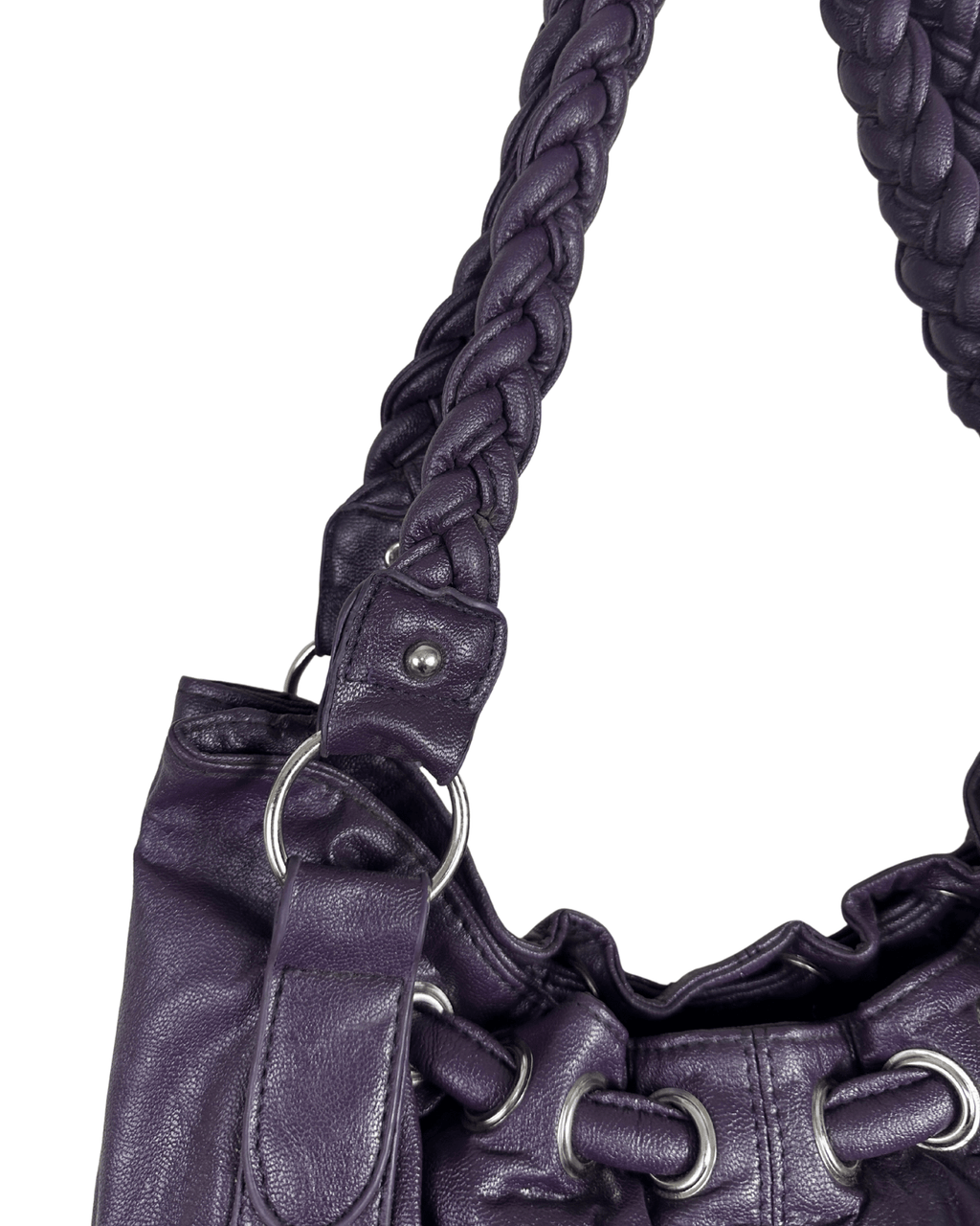 Vintage Y2K Purple Braided Handle Slouch Bag - Funkify