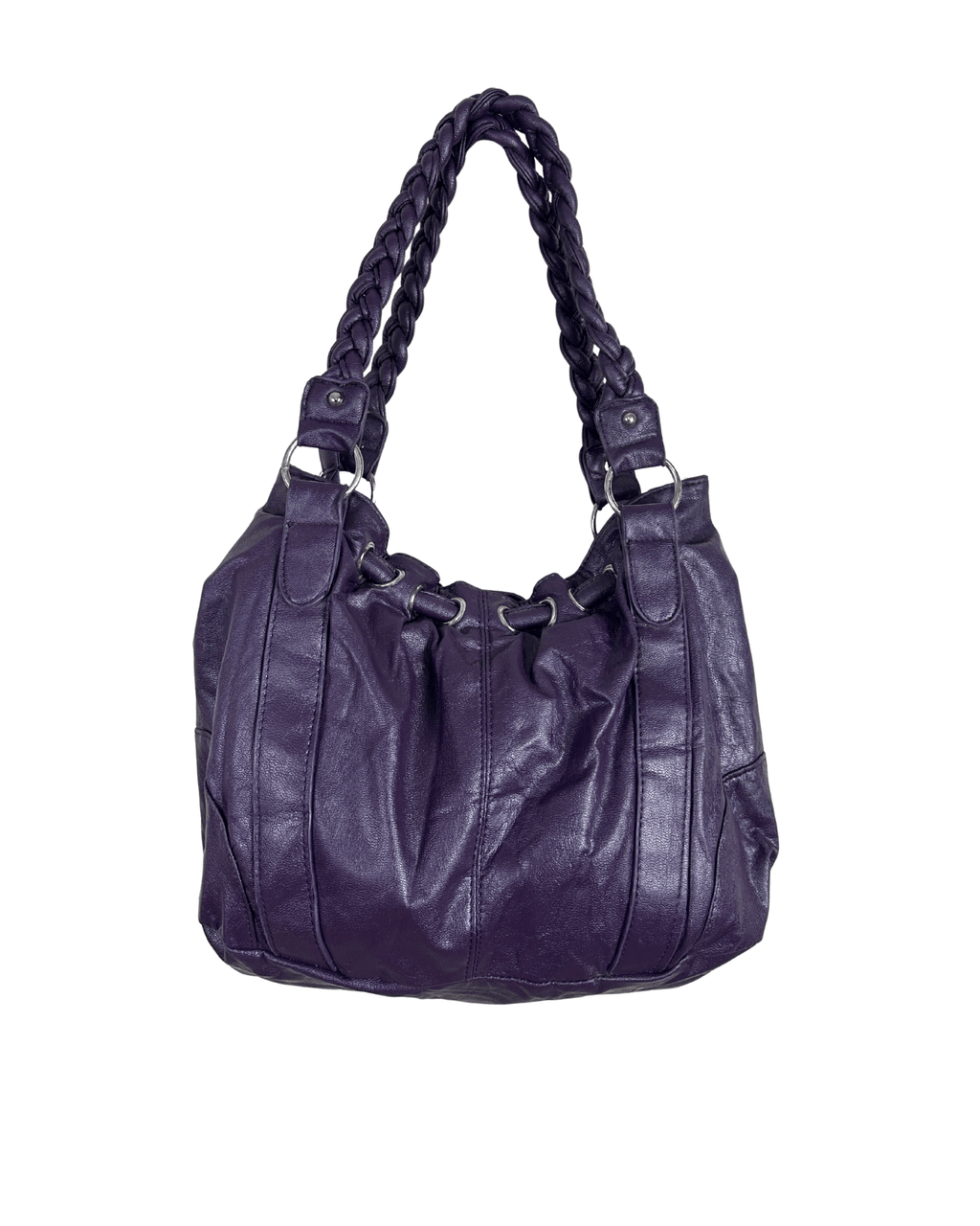 Vintage Y2K Purple Braided Handle Slouch Bag - Funkify